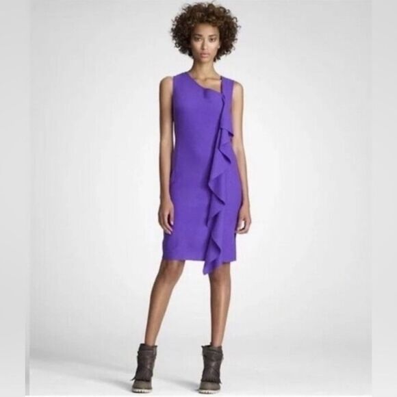 Tory Burch Taletta Wool Ruffle Dress in Ultraviolet Size Small MSRP $350 - Picture 2 of 15